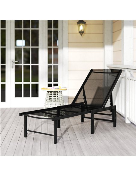 Outsunny Reclining Sun Lounger - Black - pic 189659 | FastDaddyshop