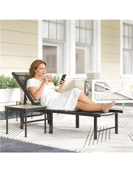 Outsunny Reclining Sun Lounger - Black - pic 189660 | FastDaddyshop
