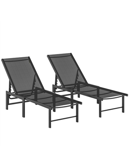 Outsunny Set of Two Reclining Sun Loungers - Black - pic 189661 | FastDaddyshop