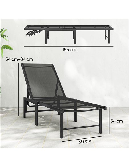 Outsunny Set of Two Reclining Sun Loungers - Black - pic 189663 | FastDaddyshop