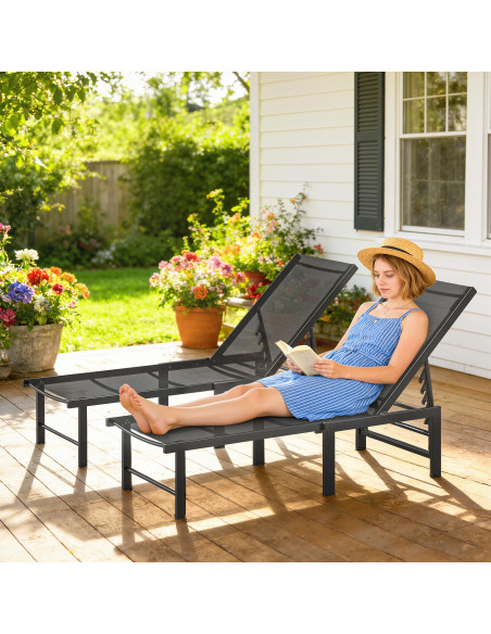 Outsunny Set of Two Reclining Sun Loungers - Black - pic 189667 | FastDaddyshop