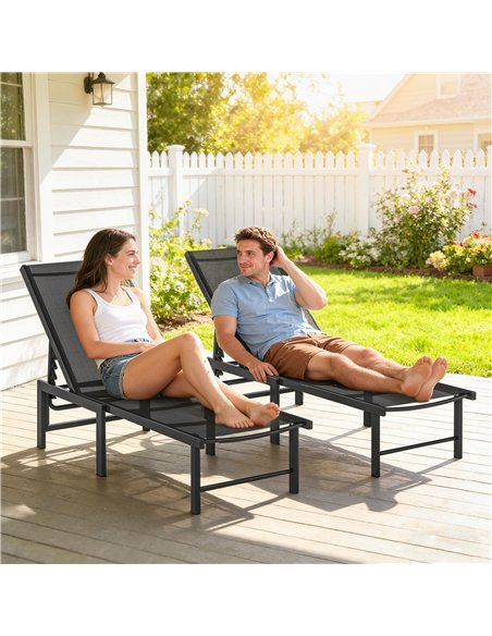 Outsunny Set of Two Reclining Sun Loungers - Black - pic 189668 | FastDaddyshop