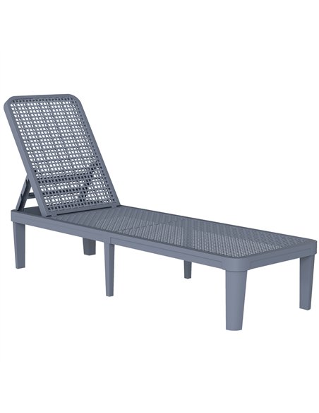 Outsunny Plastic Sun Lounger, 4-Position Adjustable Reclining Garden Lounger Sunbed for Patio, Beach, Terrace, Dark Grey - pic 189679 | FastDaddyshop