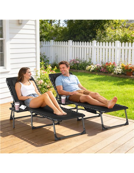 Outsunny Five-Position Reclining Sun Loungers Set of 2 - Black - pic 189689 | FastDaddyshop
