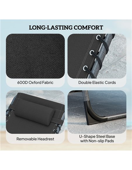 Outsunny Five-Position Reclining Sun Loungers Set of 2 - Black - pic 189692 | FastDaddyshop