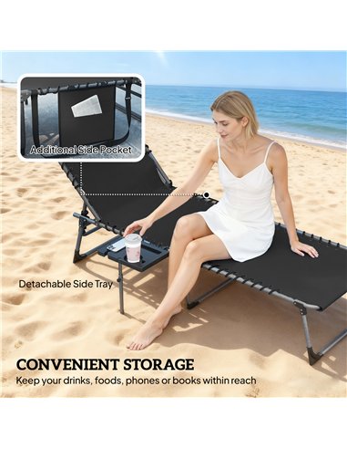 Outsunny Five-Position Reclining Sun Loungers Set of 2 - Black