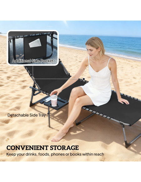 Outsunny Five-Position Reclining Sun Loungers Set of 2 - Black - pic 189693 | FastDaddyshop