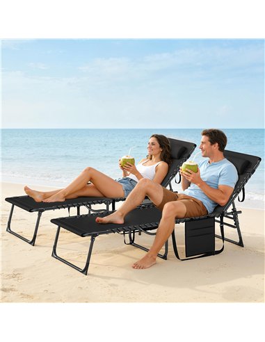Outsunny Five-Position Reclining Sun Loungers Set of 2 - Black