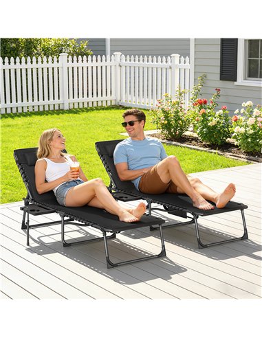 Outsunny Five-Position Reclining Sun Loungers Set of 2 - Black