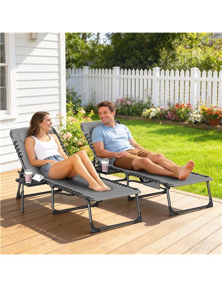 Outsunny Five-Position Reclining Sun Loungers Set of 2 - Grey - pic 189698 | FastDaddyshop