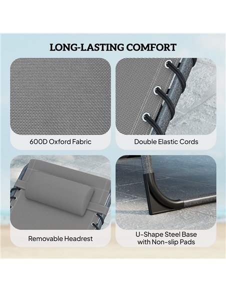 Outsunny Five-Position Reclining Sun Loungers Set of 2 - Grey - pic 189701 | FastDaddyshop