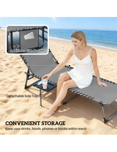 Outsunny Five-Position Reclining Sun Loungers Set of 2 - Grey