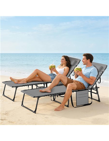 Outsunny Five-Position Reclining Sun Loungers Set of 2 - Grey - pic 189704 | FastDaddyshop