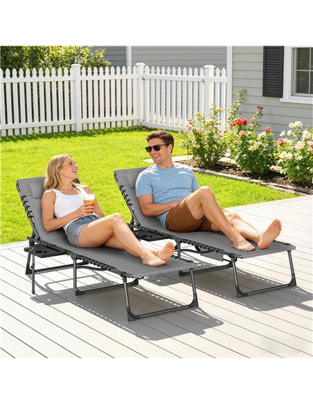 Outsunny Five-Position Reclining Sun Loungers Set of 2 - Grey - pic 189705 | FastDaddyshop