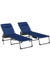 Outsunny Five-Position Reclining Sun Loungers Set of 2 - Dark Blue