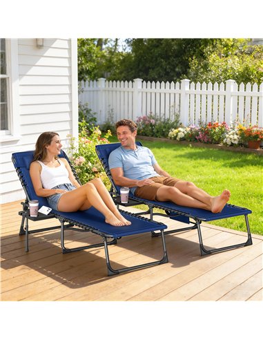Outsunny Five-Position Reclining Sun Loungers Set of 2 - Dark Blue