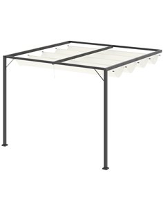 Outsunny 3x3m Outdoor Pergola, Patio Shelter Sun Shade, Cream White