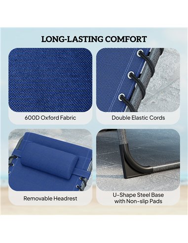 Outsunny Five-Position Reclining Sun Loungers Set of 2 - Dark Blue