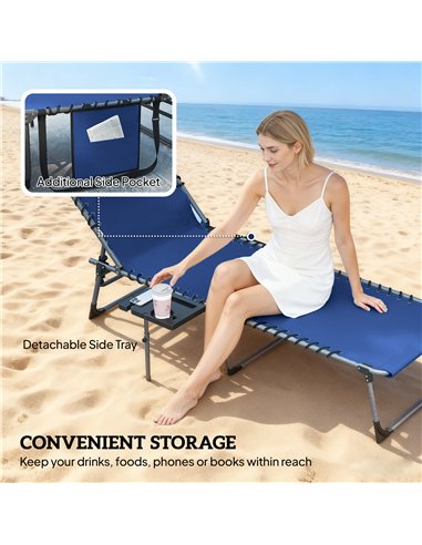 Outsunny Five-Position Reclining Sun Loungers Set of 2 - Dark Blue