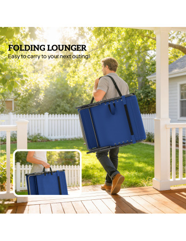 Outsunny Five-Position Reclining Sun Loungers Set of 2 - Dark Blue