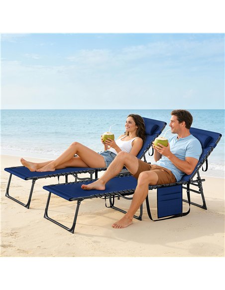 Outsunny Five-Position Reclining Sun Loungers Set of 2 - Dark Blue - pic 189713 | FastDaddyshop