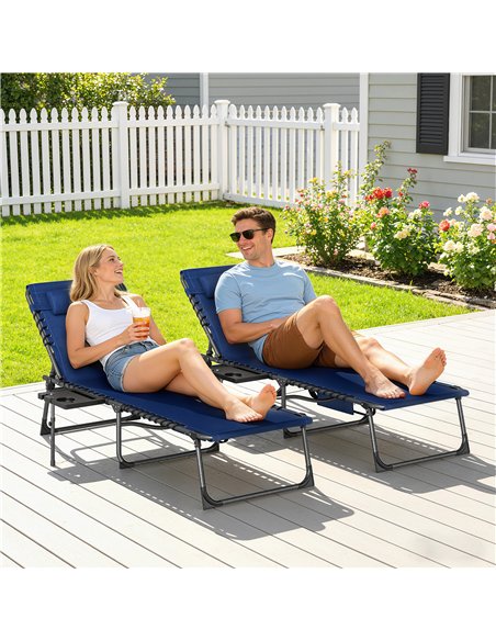 Outsunny Five-Position Reclining Sun Loungers Set of 2 - Dark Blue - pic 189714 | FastDaddyshop