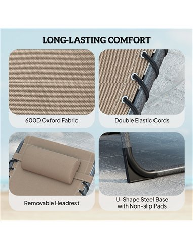 Outsunny Five-Position Reclining Sun Loungers Set of 2 - Beige