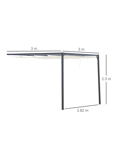 Outsunny 3 x 3(m) Outdoor Pergola Retractable Canopy Wall Mounted Gazebo Patio Shelter Sun Shade, Cream White - pic 18972 | FastDaddyshop