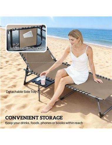 Outsunny Five-Position Reclining Sun Loungers Set of 2 - Beige