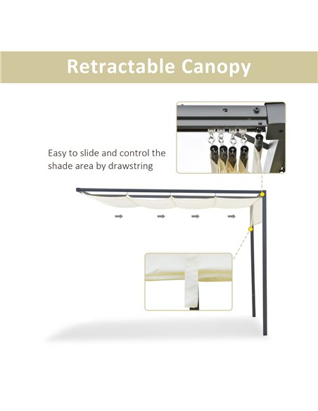 Outsunny 3 x 3(m) Outdoor Pergola Retractable Canopy Wall Mounted Gazebo Patio Shelter Sun Shade, Cream White - pic 18973 | FastDaddyshop