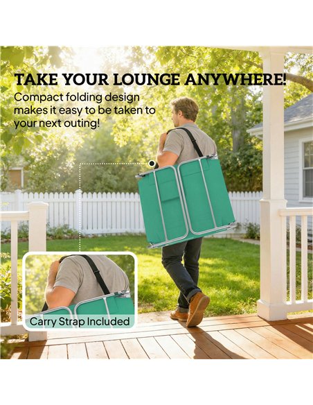 Outsunny 5-Position Adjustable Sun Loungers Set of 2 with Reading Hole and Side Pocket, Green - pic 189748 | FastDaddyshop