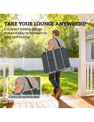 Outsunny 5-Position Adjustable Sun Loungers Set of 2 with Reading Hole and Side Pocket, Dark Grey