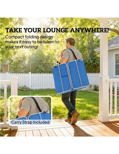Outsunny 5-Position Adjustable Sun Loungers Set of 2 with Reading Hole and Side Pocket, Blue - pic 189766 | FastDaddyshop