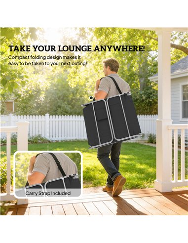 Outsunny 5-Position Adjustable Sun Loungers Set of 2 with Reading Hole and Side Pocket, Black