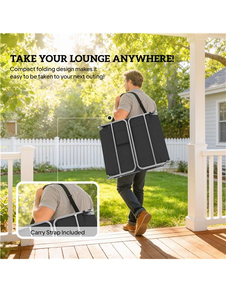 Outsunny 5-Position Adjustable Sun Loungers Set of 2 with Reading Hole and Side Pocket, Black - pic 189784 | FastDaddyshop