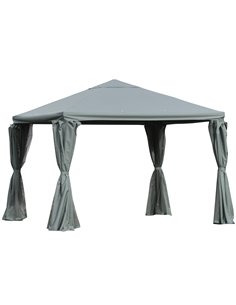 Outsunny 3x3m Garden Gazebo with Curtains, Netting Sidewalls, Grey