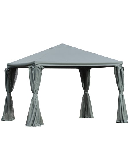Outsunny 3x3m Garden Gazebo with Curtains, Netting Sidewalls, Grey - pic 18979 | FastDaddyshop