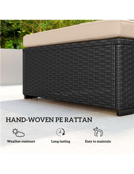 Outsunny Rattan Sun Lounger with 5-Level Reclining Back Side Tray and Cushion, Black - pic 189791 | FastDaddyshop