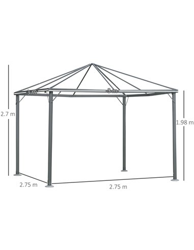 Outsunny 3x3m Garden Gazebo with Curtains, Netting Sidewalls, Grey