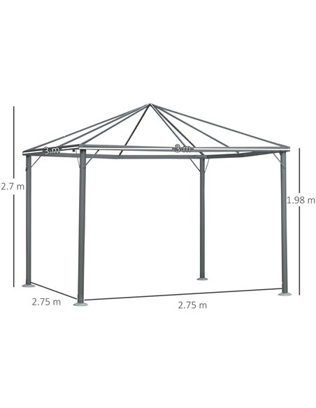 Outsunny 3x3m Garden Gazebo with Curtains, Netting Sidewalls, Grey - pic 18981 | FastDaddyshop