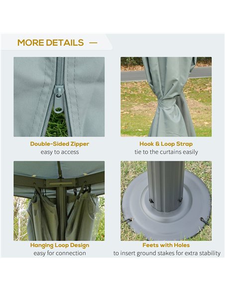 Outsunny 3x3m Garden Gazebo with Curtains, Netting Sidewalls, Grey - pic 18983 | FastDaddyshop