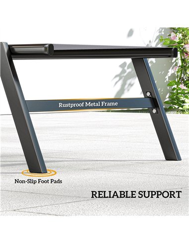 Outsunny Sun Loungers Set of 2 with Side Tray Table, Garden Recliners with 5-Position Adjustable Backrest, 2 Wheels, Grey