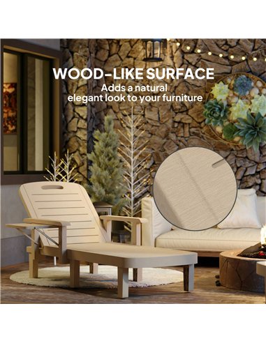 Outsunny Set of 2 Reclining Sun Loungers, 5 Positions Adjustable Outdoor Chaise Lounge Chair with Armrests, Khaki