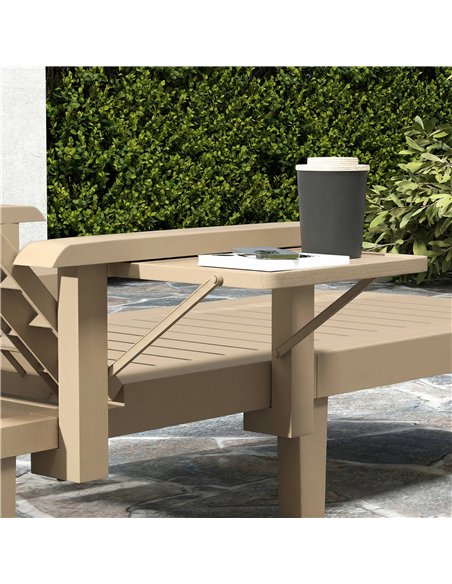 Outsunny Set of 2 Reclining Sun Loungers, 5 Positions Adjustable Outdoor Chaise Lounge Chair with Armrests, Khaki - pic 189867 | FastDaddyshop