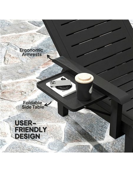 Outsunny Set of 2 Reclining Sun Loungers, 5 Positions Adjustable Outdoor Chaise Lounge Chair with Armrests, Black - pic 189881 | FastDaddyshop