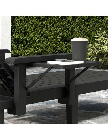 Outsunny Set of 2 Reclining Sun Loungers, 5 Positions Adjustable Outdoor Chaise Lounge Chair with Armrests, Black