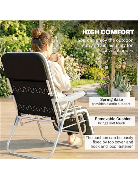 Outsunny Set of 2 Foldable Patio Sun Lounger with Adjustable Backrest and Cushion, Grey and White - pic 189899 | FastDaddyshop