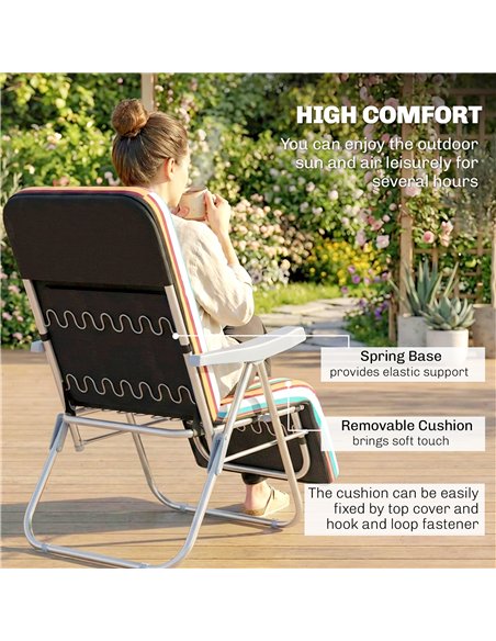 Outsunny Set of 2 Foldable Patio Sun Lounger with Adjustable Backrest and Cushion, Multicoloured - pic 189908 | FastDaddyshop