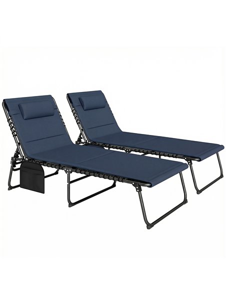 Outsunny Set of Two Reclining Sun Loungers - Dark Blue - pic 189913 | FastDaddyshop