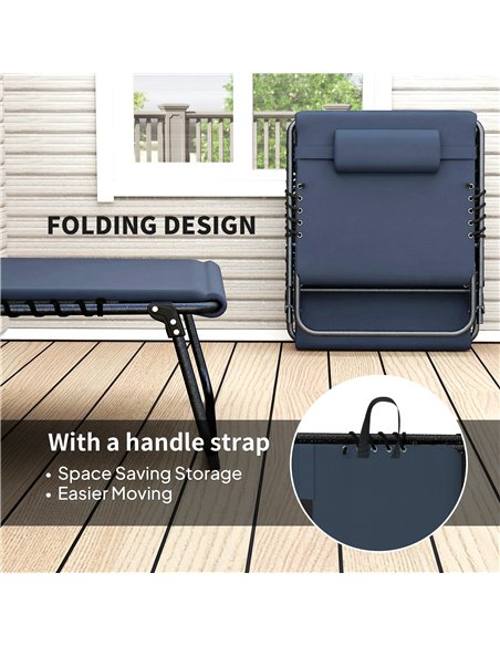 Outsunny Set of Two Reclining Sun Loungers - Dark Blue - pic 189917 | FastDaddyshop